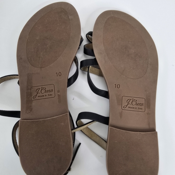 J. Crew Cross-strap Flat Sandals Black Leather Size 10. Boho Casual Festival - Picture 8 of 8